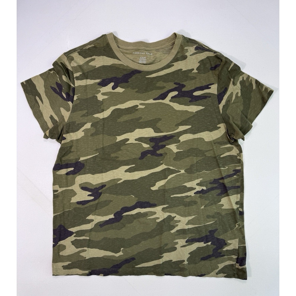 American Eagle Men XL Camo T-Shirt Standard Fit Crew Neck Cotton Camouflage